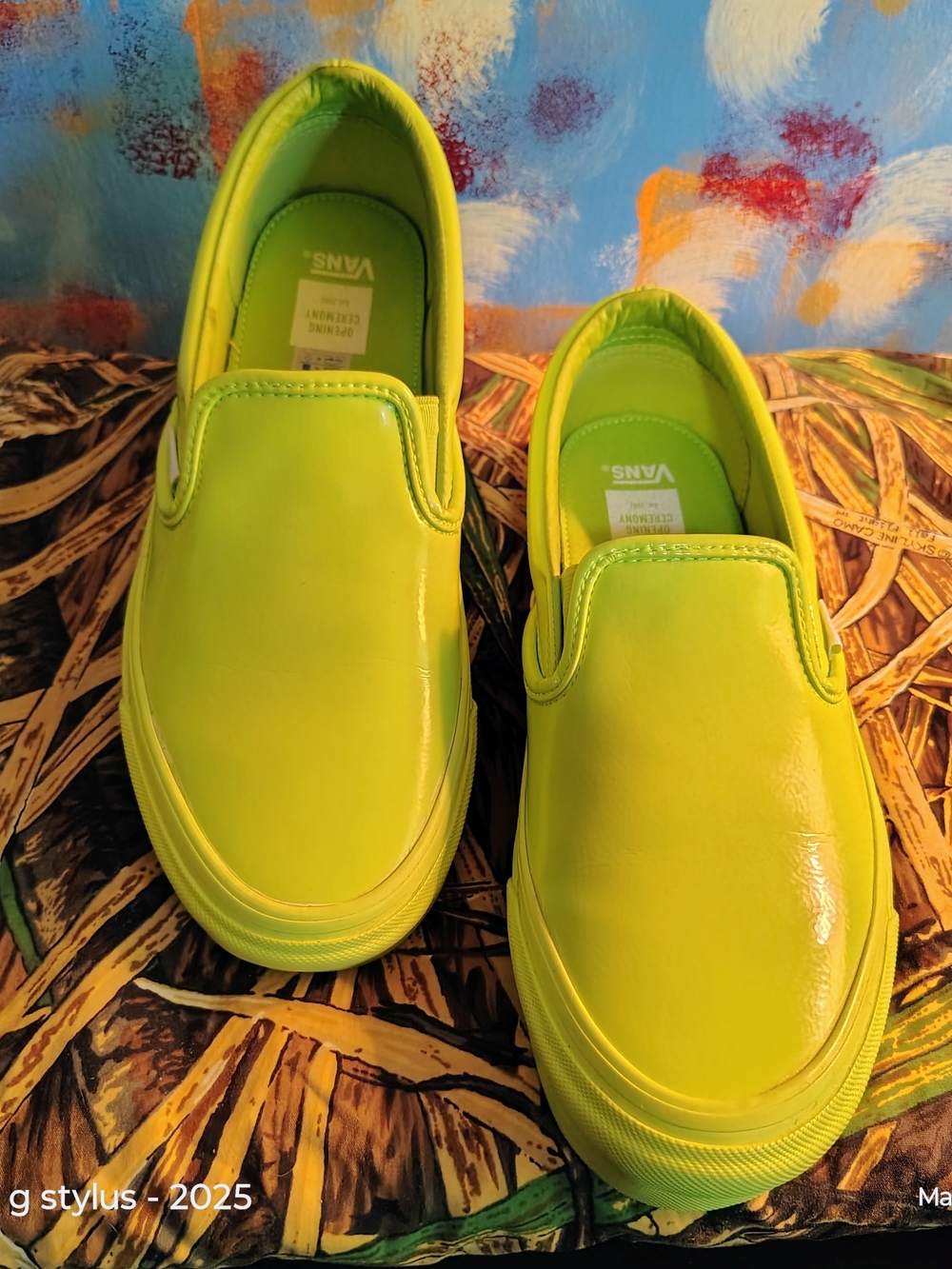 😮🔥🔥VANS - Slip Ons Glossy Lime Collab w/  Opening Ceremony - Men 7.5, Women 9